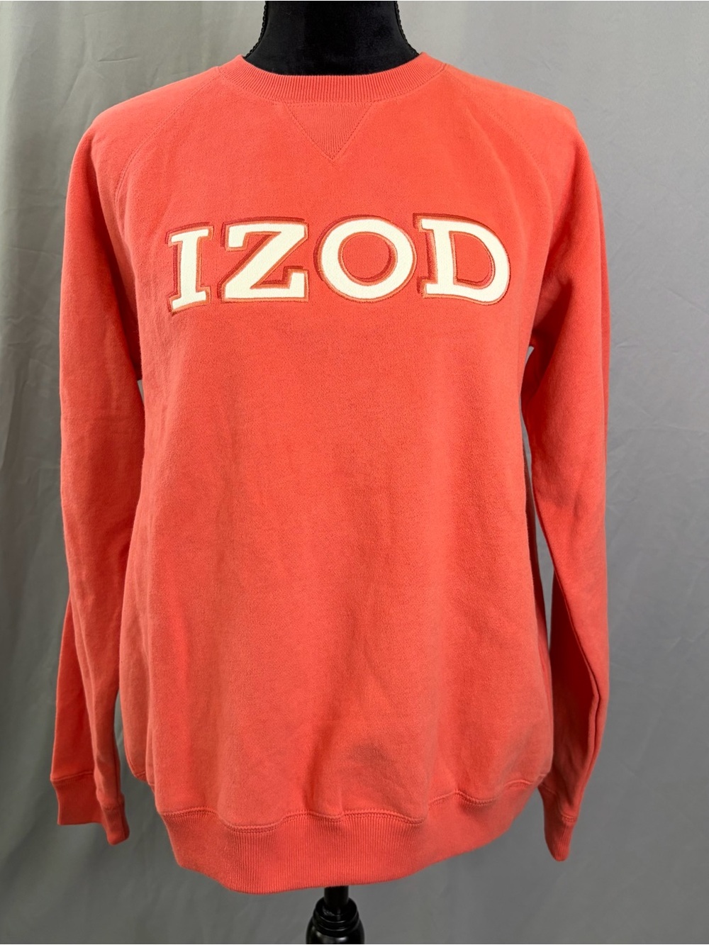 Izod Coral Crewneck Sweatshirt with White Applique Logo